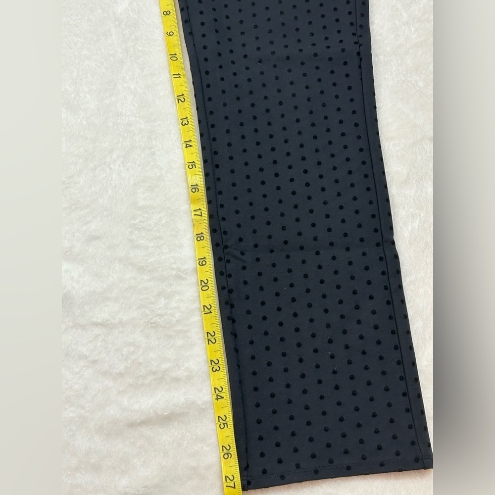 Soft Surroundings Black Pants with Black Velvet Polka Dots, Straight Leg - Picture 3 of 10